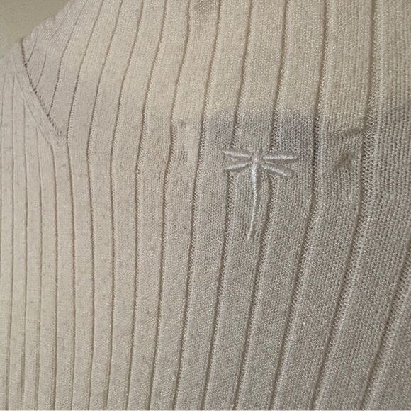 Tyler Boe Cream Knit Mock Neck Sweater Dress Textured Long Sleeves Women's M gre - Picture 8 of 14